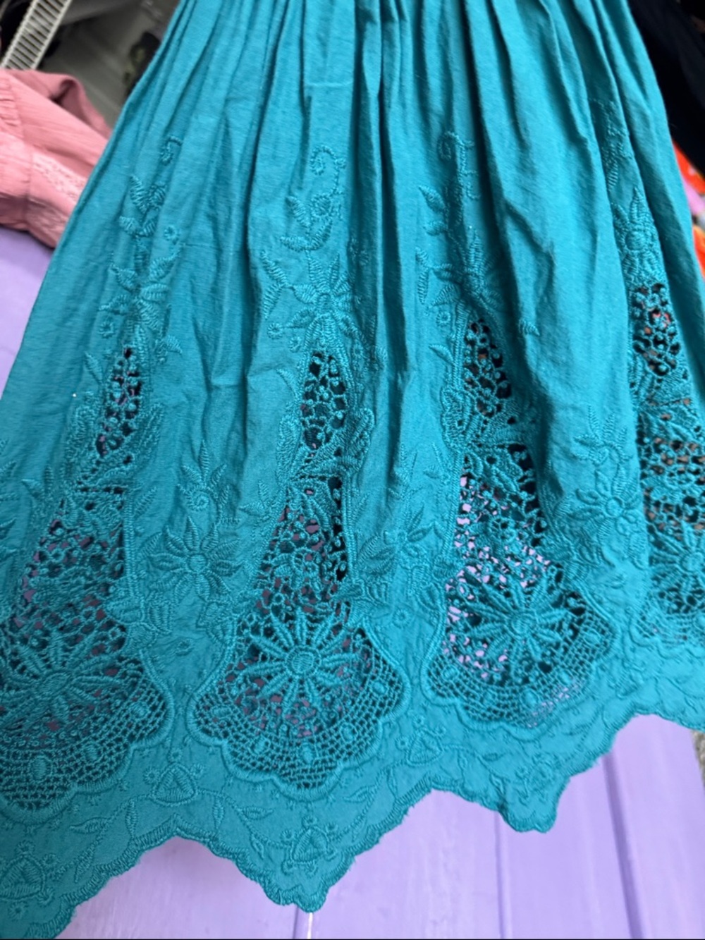 Free People Teal Crochet Lace Boho Top - Picture 3 of 8